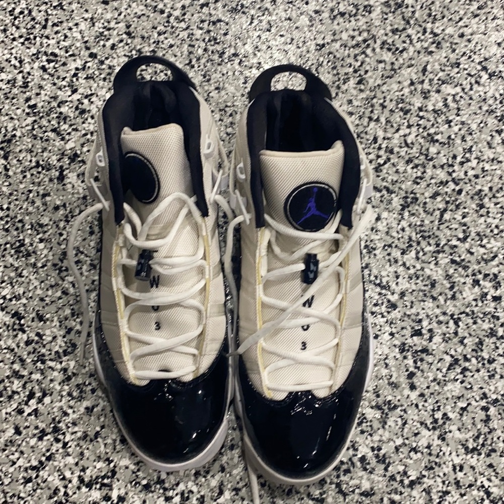 Jordan Black and Cream Athletic Shoes